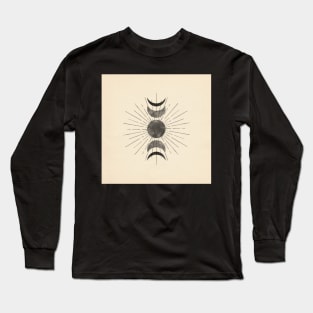 Moon phases, beige and gray Long Sleeve T-Shirt